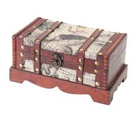 HMF Scrigno del tesoro in legno, piccola cassa del tesoro per festa di compleanno per bambini | 23 x 13 x 11 cm | America