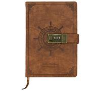 HMF Taccuino con serratura, diario a righe con codice, vintage, in similpelle, formato A5, marrone