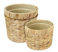 HMF Vaso per piante da interno, vaso decorativo in giacinto d'acqua sostenibile | Vaso moderno rotondo | Set da 2 | Diametro 19 + 25 cm
