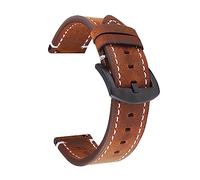 HMFANG 18 mm 20 mm 22 mm cinturino in pelle a sgancio rapido compatibile con uomo marrone cinturino nero in pelle di vitello bifacciale, 24mm