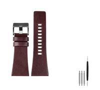 HMFang Adatta for Diesel Watchbands da uomo Polso da uomo GRANDE TAGLIA BANDS P-OLICE 2 6mm 28mm 30mm 32mm Cinturino in pelle nera in pelle genuina marrone(A dark brown black,24mm)