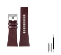 HMFang Adatta for Diesel Watchbands da uomo Polso da uomo GRANDE TAGLIA BANDS P-OLICE 2 6mm 28mm 30mm 32mm Cinturino in pelle nera in pelle genuina marrone(A dark brown silver,28mm)