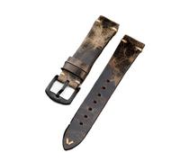 HMFANG Bracciale in pelle bovina primo strato fatto a mano 18 20 22 mm Bracciale da uomo retrò grigio, adatto per orologi antichi, 22mm