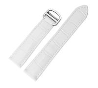 HMFang Cinturino for orologio cinturino in vera pelle 18/20/22mm compatibile con uomo/donna, sostituisci cinturini compatibili con Tank Solo(White Silver,14mm)