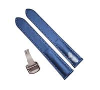 HMFANG Cinturino for orologio compatibile con TAnk SOLO da uomo e da donna, con chiusura deployante, accessori for orologi, cinturino morbido in vera pelle.(Blue silver,16mm)