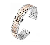 HMFang Cinturino for Orologio in Acciaio Inossidabile 316L A Sette Perle da 16 Mm, 18, 20, 22 E 19, con Fibbia A Farfalla Solida, Accessori for Cinturini for Orologi(Silver Rose Gold,22mm)