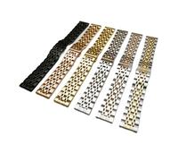 HMFang Cinturino for orologio in acciaio inox 12mm 16mm 18mm 19mm 20mm 22mm 24mm 7 perline cinturino con cinturino compatibile con gli orologi meccanici degli uomini Quarzo(Silver gold,21mm)