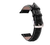 HMFang Cinturino For Orologio In Vera Pelle Retrò Da 12 Mm, 13, 14, 15, 16, 17, 18, 19, 20, 21, 22, 24, Nero, Marrone, Coccodrillo, Bracciale Polso(Black white line,21mm)