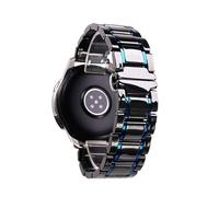 HMFANG Cinturino In Acciaio E Ceramica Da 20 Mm 22 Mm Compatibile Con Samsung Galaxy Watch4 5 40 Mm 45 44 Mm Pro Cinturino(Black and blue,24mm)