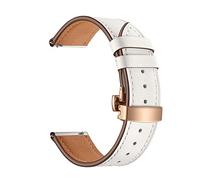 HMFANG Cinturino in pelle da 20 mm Compatibile con Samsung Galaxy Watch 4 3 Band classica 42mm 46mm attivo 2 40mm 44mm Bracciale da 41 mm for Garmin Venu/Mq Cintura(White-Rosegold Clasp)