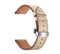 HMFANG Cinturino in pelle da 20 mm Compatibile con Samsung Galaxy Watch 4 3 Band classica 42mm 46mm attivo 2 40mm 44mm Bracciale da 41 mm for Garmin Venu/Mq Cintura(Apricot-Silver Clasp)