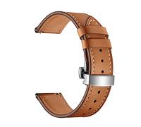 HMFANG Cinturino in pelle da 20 mm Compatibile con Samsung Galaxy Watch 4 3 Band classica 42mm 46mm attivo 2 40mm 44mm Bracciale da 41 mm for Garmin Venu/Mq Cintura(Brown-Silver Clasp)