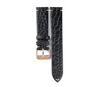 HMFANG Cinturino In Pelle Di Coccodrillo Fatto A Mano Modello Rotondo Bracciale A Sgancio Rapido Ultrasottile 18 19 20 21 22MM Cinturino Da Uomo Morbido Marrone Nero(C rose gold buckle,22mm)