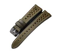 HMFANG Cinturino In Pelle Di Vacchetta Italiana Design Ventilato 18 20 21 22MM Bracciale Ultra Sottile Da Uomo Verde Marrone Grigio(Green,19mm)