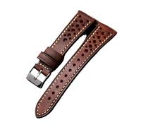 HMFANG Cinturino In Pelle Di Vacchetta Italiana Design Ventilato 18 20 21 22MM Bracciale Ultra Sottile Da Uomo Verde Marrone Grigio(Maroon,18mm)