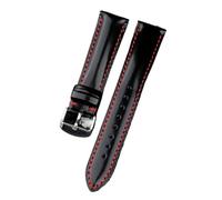 HMFANG Cinturino in Pelle Italiana Lucidato A Mano 18 19 20 21 22MM Cinturino in Pelle Nera A Sgancio Rapido Bracciale da Uomo(B Silver Buckle_20mm)