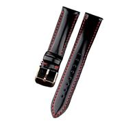 HMFANG Cinturino in Pelle Italiana Lucidato A Mano 18 19 20 21 22MM Cinturino in Pelle Nera A Sgancio Rapido Bracciale da Uomo(B Rose Gold Buckle_19mm)