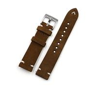 HMFang Cinturino in pelle scamosciata cinturino in pelle 18mm 20mm 22mm 24mm marrone caffè watchstrap handmade cuciture da polso di ricambio(Coffee,22mm)