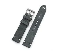 HMFang Cinturino in pelle scamosciata cinturino in pelle 18mm 20mm 22mm 24mm marrone caffè watchstrap handmade cuciture da polso di ricambio(Gray,18mm)