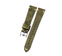 HMFANG Cinturino In Pelle Smerigliata Fatto A Mano 19 20mm Bracciale Morbido In Pelle Bovina Di Primo Strato Retrò Compatibile Con Cinturini For Orologi Antichi(Green,20mm)