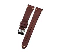HMFANG Cinturino In Pelle Smerigliata Fatto A Mano 19 20mm Bracciale Morbido In Pelle Bovina Di Primo Strato Retrò Compatibile Con Cinturini For Orologi Antichi(Brown,18mm)
