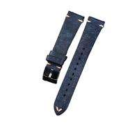 HMFANG Cinturino In Pelle Smerigliata Fatto A Mano 19 20mm Bracciale Morbido In Pelle Bovina Di Primo Strato Retrò Compatibile Con Cinturini For Orologi Antichi(Bule,19mm)