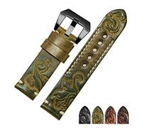 HMFang Cinturino in vera pelle originale intagliato a mano 18 20 22 22 22 24mm Compatible With gli accessori for l'orologio da uomo(Yellow black A,22mm)