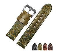 HMFang Cinturino in vera pelle originale intagliato a mano 18 20 22 22 22 24mm Compatible With gli accessori for l'orologio da uomo(Yellow silver B,24mm)