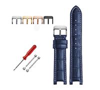 HMFANG Cinturino Per Orologio In Pelle Vacchetta Compatibile Con Orologi GC, 22 X 13 Mm E 20 11, Dentato, Blu Genuino, 22-13 silver bcukle