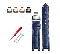 HMFANG Cinturino Per Orologio In Pelle Vacchetta Compatibile Con Orologi GC, 22 X 13 Mm E 20 11, Dentato, Blu Genuino, 22-13 silver bcukle