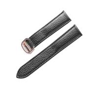HMFang Lychee Grain Cowhide Strap Uomo e donna compatibile con il serbatoio Cartier Serbatoio ASSOLO Accessori for catena di orologi in pelle Londra(Black rose buckle,19mm)