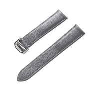 HMFang Lychee Grain Cowhide Strap Uomo e donna compatibile con il serbatoio Cartier Serbatoio ASSOLO Accessori for catena di orologi in pelle Londra(Gray,18mm)
