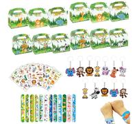 Hmfmdy 48pcs feste per bambini- Giungle a tema Supply di compleanno, bomboniere, giocattoli per premi, giocattoli da gioco, premi in aula, Set regalo per feste, Borsa regalo per feste per bambini