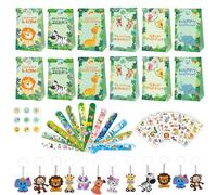 Hmfmdy 48pcs feste per bambini- Giungle a tema Supply di compleanno, bomboniere, giocattoli per premi, giocattoli da gioco, premi in aula, Set regalo per feste, Borsa regalo per feste per bambini