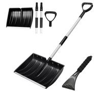 Hmfmdy Pala da neve di grande capacità, con manico ergonomico, facile e portatile, strumento per la rimozione della neve, per giardino, campeggio, attività all'aperto, emergenza, pupazzo di neve Nero