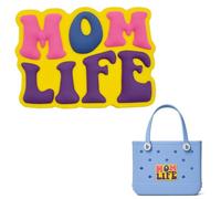 HMGES Charm Mom Life per borsa Bogg - Simpatico inserto in PVC per borsa da spiaggia in gomma, decorazione personalizzata per donne e mamme, si adatta alla maggior parte delle marche e dimensioni