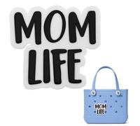 HMGES Charm Mom Life per borsa Bogg - Simpatico inserto in PVC per borsa da spiaggia in gomma, decorazione personalizzata per donne e mamme, si adatta alla maggior parte delle marche e dimensioni