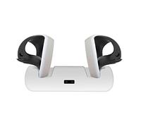 HMHAMA Doppia stazione di ricarica VR per controller PS VR2, supporto per caricabatterie con impugnatura VR con indicatori di luce LED (bianco)
