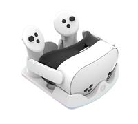 HMHAMA Stazione di ricarica adatta per cuffie Meta Quest 3S/3/2 VR, supporto caricabatterie per cuffie con luce RGB touch
