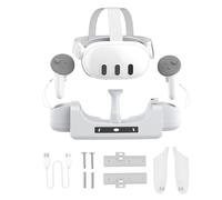 HMHAMA Stazione di ricarica per Oculus/Meta Quest 3 VR Headset Supporto di ricarica con 2 batterie ricaricabili per controller touch e indicatore LED