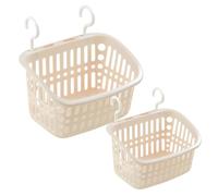 HMIEPRS 2 Pezzi Cestino Portaoggetti in Plastica con Gancio, Cestino Doccia Sospeso con Fori di Drenaggio, Organizzatore di Biancheria Appeso per Bagno Cucina Camera da Letto Cosmetici (2 Misure)
