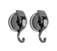 HMIEPRS 2 Pezzi Ganci a Ventosa Forte, Ganci Attaccapanni da Parete Riutilizzabili e Resistenti, Doccia a Parete Senza Foratura per Bagno Cucina, Caricabili 10KG (Grigio Scuro)