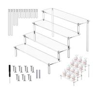 HMIEPRS Espositore Acrilico a 4 Strati, Espositore Trasparente, Alzate di Display Acrilico per Figure Profumi Cupcakes Dessert Oggetti Collezione Cosmetici e Artigianale (30x27x20 cm)