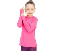 HMILES Top da corsa a maniche lunghe UV per ragazze con fori per i pollici Bambini Leggero Escursionismo Camicia con cappuccio Bambini UPF T-shirt sportive con cappuccio, Fucsia brillante, 11-12 Years