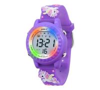 HMJIA Orologio da polso 3D, per bambini, ragazzi e ragazze, impermeabile fino a 3 ATM, con sveglia/data/cronometro/LED (LED Viola Unicorno)
