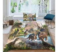 HMLTD dinosauro 2 Pezzi Set Copripiumino Copripiumino 3D Stampa Digitale Animali della giungla Con Cerniera E Federe Set Di Biancheria Da Letto Copripiumino Singolo Bambino Single（135x200cm）