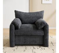 Hmluxury Poltrona in ciniglia, XXL, per il tempo libero, larghezza 96 cm, divano per soggiorno e camera da letto, design moderno, beige, grigio, verde oliva