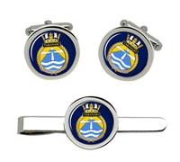 Hmnzs Taranaki, Reale New Zealand Blu Scuro Gemelli E Fermacravatta Set
