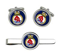 Hmnzs Waikato, Reale New Zealand Blu Scuro Gemelli E Fermacravatta Set