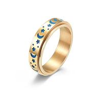Hmooy Anelli Spinner Acciaio Inossidabile per Donna Uomo, Anello Luminoso Girevole Stella Lunare Anelli Fidget per Ansia Alleviare Stress Anelli Fascia Promessa Nozze Taglia 7-11 (oro, 8)